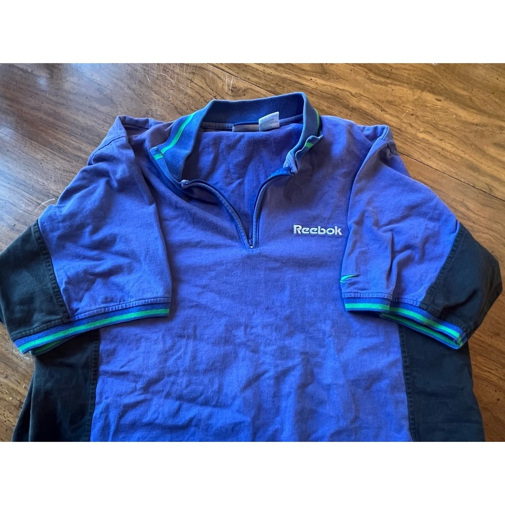 Vintage Reebok Zip Up Polo‎ Shirt Purple Size  Large